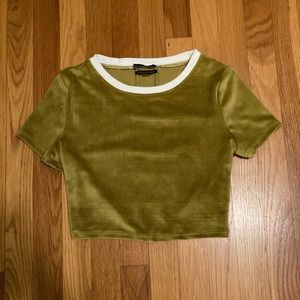 Urban Outfitters green velvet crop top size xs